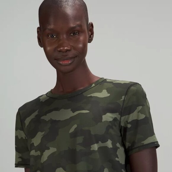Lululemon High Neck Running and Training T-Shirt Heritage 365 Camo Medium Olive - Picture 4 of 10